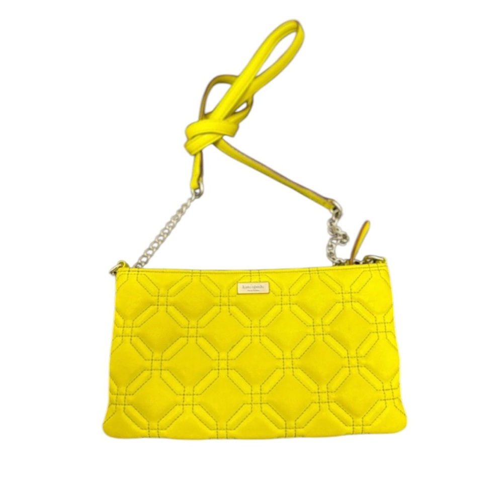 Kate Spade Astor Court Presley Quilted Crossbody Purse Bag - Bold Yellow